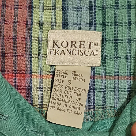 Koret Francisca Womens Small Teal Green Patchwork Polo Shirt Vintage Preppy 80s - Picture 5 of 7